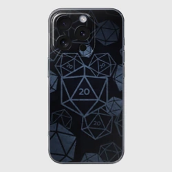 Чехол для iPhone 16 Pro Max силиконовый с защитой камеры Подземелья и драконы д20