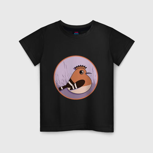 Детская футболка хлопок с принтом Птица с ирокезом Удод, вид спереди #2