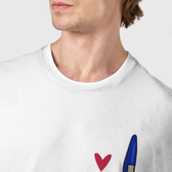 Футболка с принтом Кассета и ручка для мужчины, вид на модели спереди №4. Цвет основы: белый