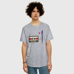 Мужская футболка хлопок Oversize Кассета и ручка - фото 2