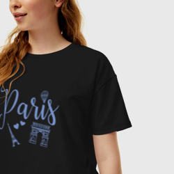 Женская футболка хлопок Oversize Город Париж - фото 2