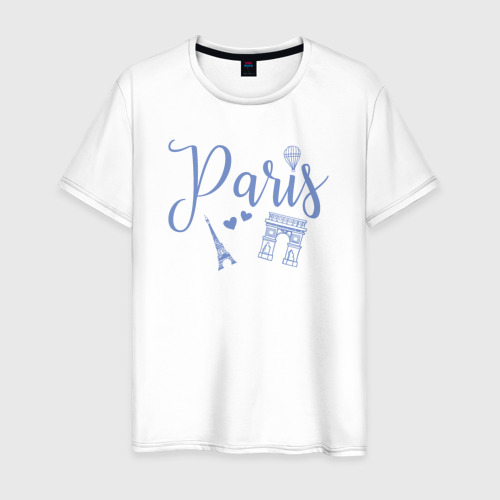 Мужская футболка из хлопка с принтом Город Париж, вид спереди №1
