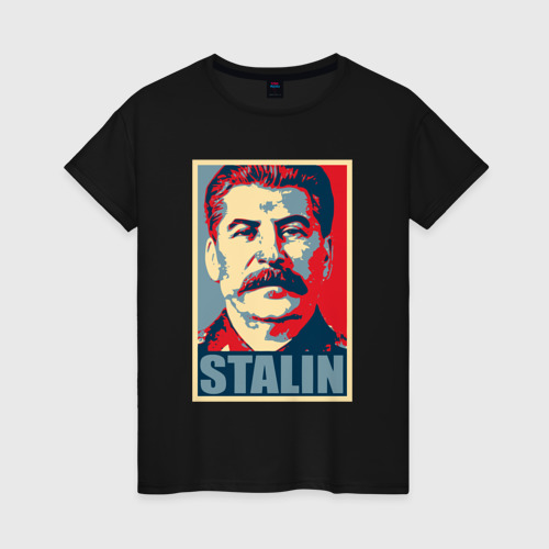 Женская футболка хлопок Stalin USSR, цвет черный
