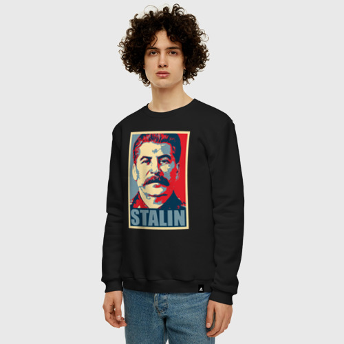 Мужской свитшот хлопок с принтом Stalin USSR, фото на моделе #1