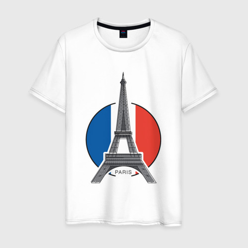 Мужская футболка из хлопка с принтом Мой Париж, вид спереди №1