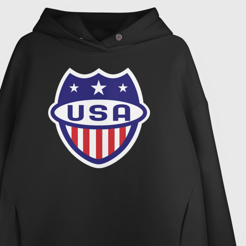 Женское худи Oversize хлопок Shield USA, цвет черный - фото 3