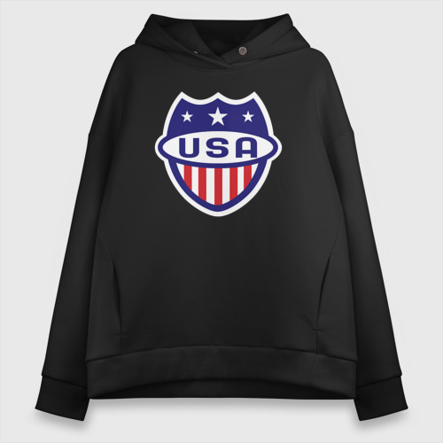 Женское худи Oversize хлопок Shield USA, цвет черный