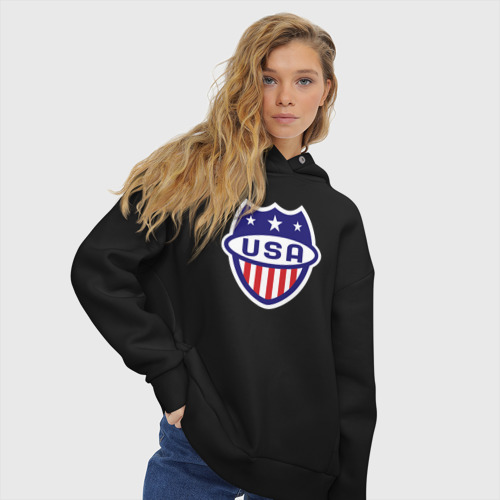 Женское худи Oversize хлопок Shield USA, цвет черный - фото 4