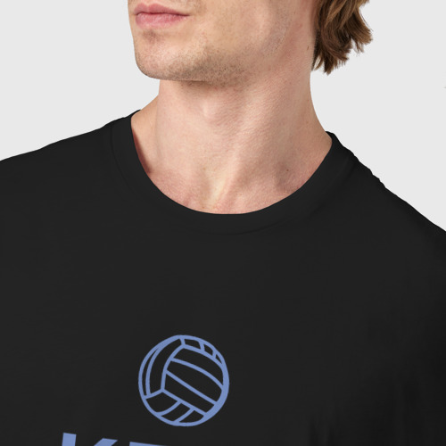 Мужская футболка хлопок Играй в волейбол, цвет черный - фото 6