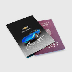 Обложка для паспорта матовая кожа Синий Chevrolet Corvette 70-х годов - фото 2