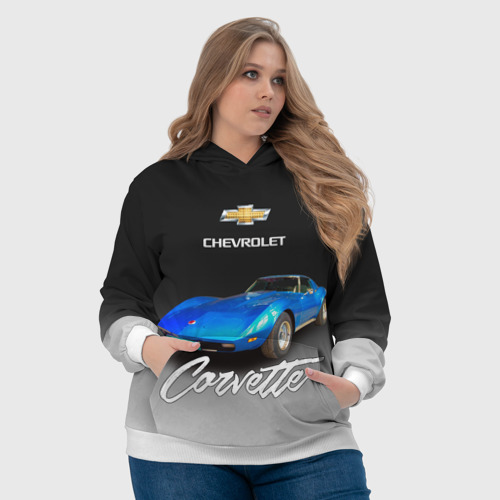 Женская толстовка 3D Синий Chevrolet Corvette 70-х годов, цвет 3D печать - фото 6