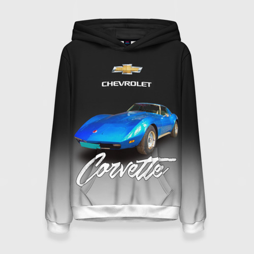 Женская толстовка 3D Синий Chevrolet Corvette 70-х годов, цвет 3D печать