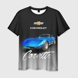 Мужская футболка 3D Синий Chevrolet Corvette 70-х годов