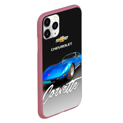 Чехол для iPhone 11 Pro матовый Синий Chevrolet Corvette 70-х годов - фото 2