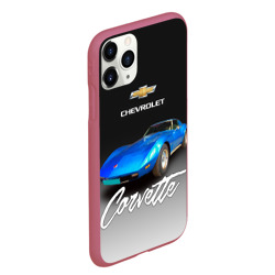 Чехол для iPhone 11 Pro Max матовый Синий Chevrolet Corvette 70-х годов - фото 2