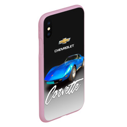 Чехол для iPhone XS Max матовый Синий Chevrolet Corvette 70-х годов - фото 2
