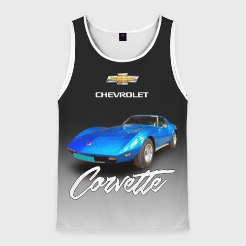 Мужская майка 3D Синий Chevrolet Corvette 70-х годов, цвет 3D печать