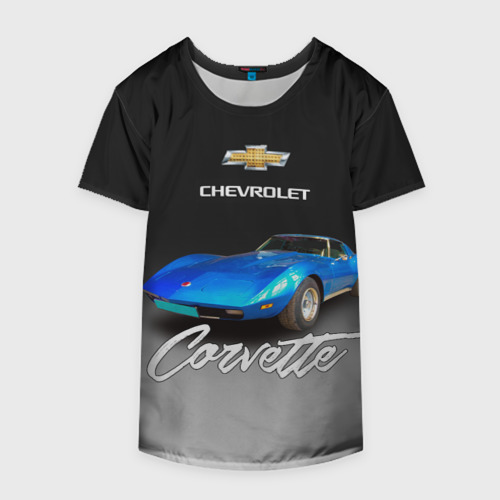 Накидка на куртку 3D Синий Chevrolet Corvette 70-х годов, цвет 3D печать - фото 4