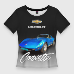 Женская футболка 3D Slim Синий Chevrolet Corvette 70-х годов
