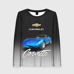 Женский лонгслив 3D Синий Chevrolet Corvette 70-х годов