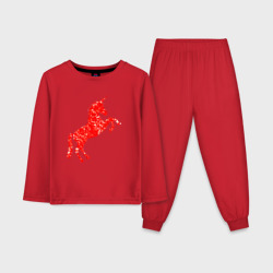 Детская пижама с лонгсливом хлопок Единорог из красного бриллианта