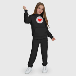 Детский костюм с толстовкой хлопок Красное сердце с серым фоном - фото 2