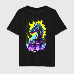 Мужская футболка хлопок Oversize Зубастый динозавр - нейросеть