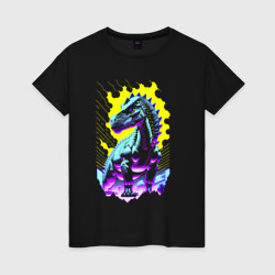 Женская футболка хлопок Зубастый динозавр - нейросеть