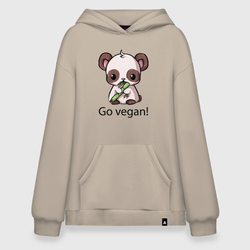 Худи SuperOversize хлопок Go vegan - motto, цвет миндальный