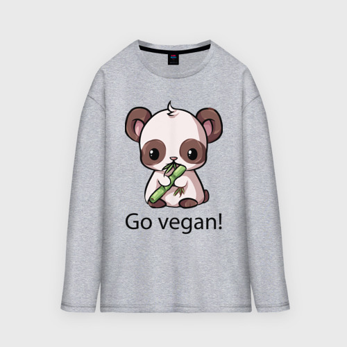 Мужской лонгслив oversize хлопок Go vegan - motto, цвет меланж