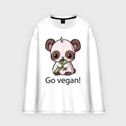 Мужской лонгслив oversize хлопок Go vegan - motto