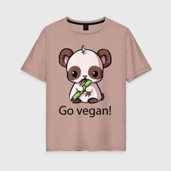 Женская футболка хлопок Oversize Go vegan - motto