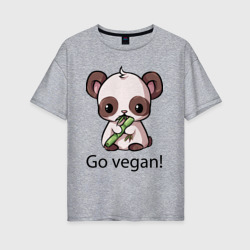 Женская футболка хлопок Oversize Go vegan - motto