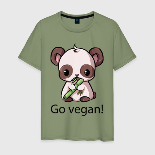 Мужская футболка хлопок Go vegan - motto, цвет авокадо