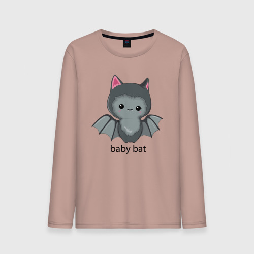 Мужской лонгслив хлопок Baby bat - cutie, цвет пыльно-розовый