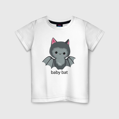 Детская футболка хлопок Baby bat - cutie, цвет белый