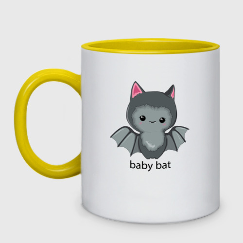 Кружка двухцветная Baby bat - cutie, цвет белый + желтый