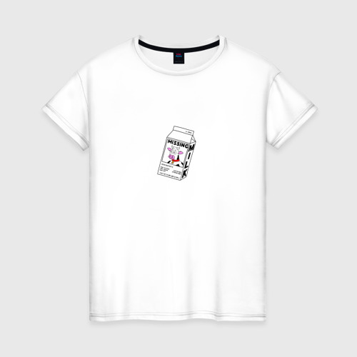 Женская футболка из хлопка с принтом Пропала корова, вид спереди №1