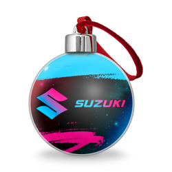 Ёлочный шар Suzuki - neon gradient: надпись и символ