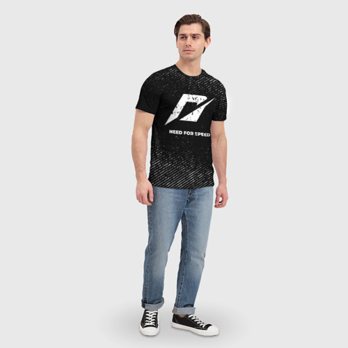 Мужская футболка 3D Need for Speed с потертостями на темном фоне, цвет 3D печать - фото 5