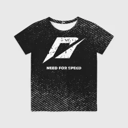 Детская футболка 3D Need for Speed с потертостями на темном фоне