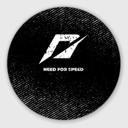 Круглый коврик для мышки Need for Speed с потертостями на темном фоне