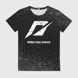 Женская футболка 3D Need for Speed с потертостями на темном фоне