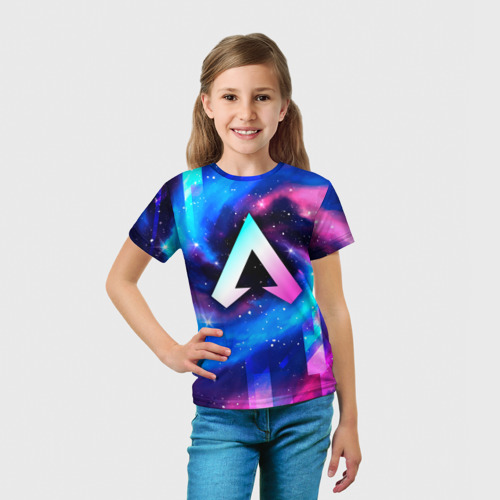 Детская футболка 3D Apex Legends неоновый космос, цвет 3D печать - фото 5