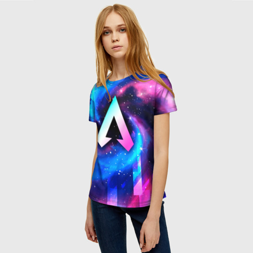 Женская футболка 3D с принтом Apex Legends неоновый космос, фото на моделе #1