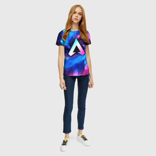 Женская футболка 3D с принтом Apex Legends неоновый космос, вид сбоку #3