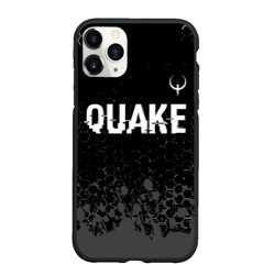 Чехол для iPhone 11 Pro Max матовый Quake glitch на темном фоне: символ сверху