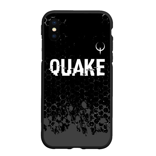 Чехол для iPhone XS Max матовый Quake glitch на темном фоне: символ сверху