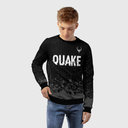 Детский свитшот 3D Quake glitch на темном фоне: символ сверху - фото 2