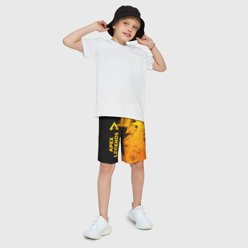 Детские спортивные шорты 3D с принтом Apex Legends - gold gradient: по-вертикали, фото на моделе #1